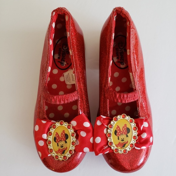 Disney Other - Minnie Mouse  Red Glitter Light up Heels Sz 11/12